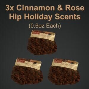 3x Rooms in Bloom Holiday Cinnamon Stick & Rose Hip Scented Decor (0.6oz Each)